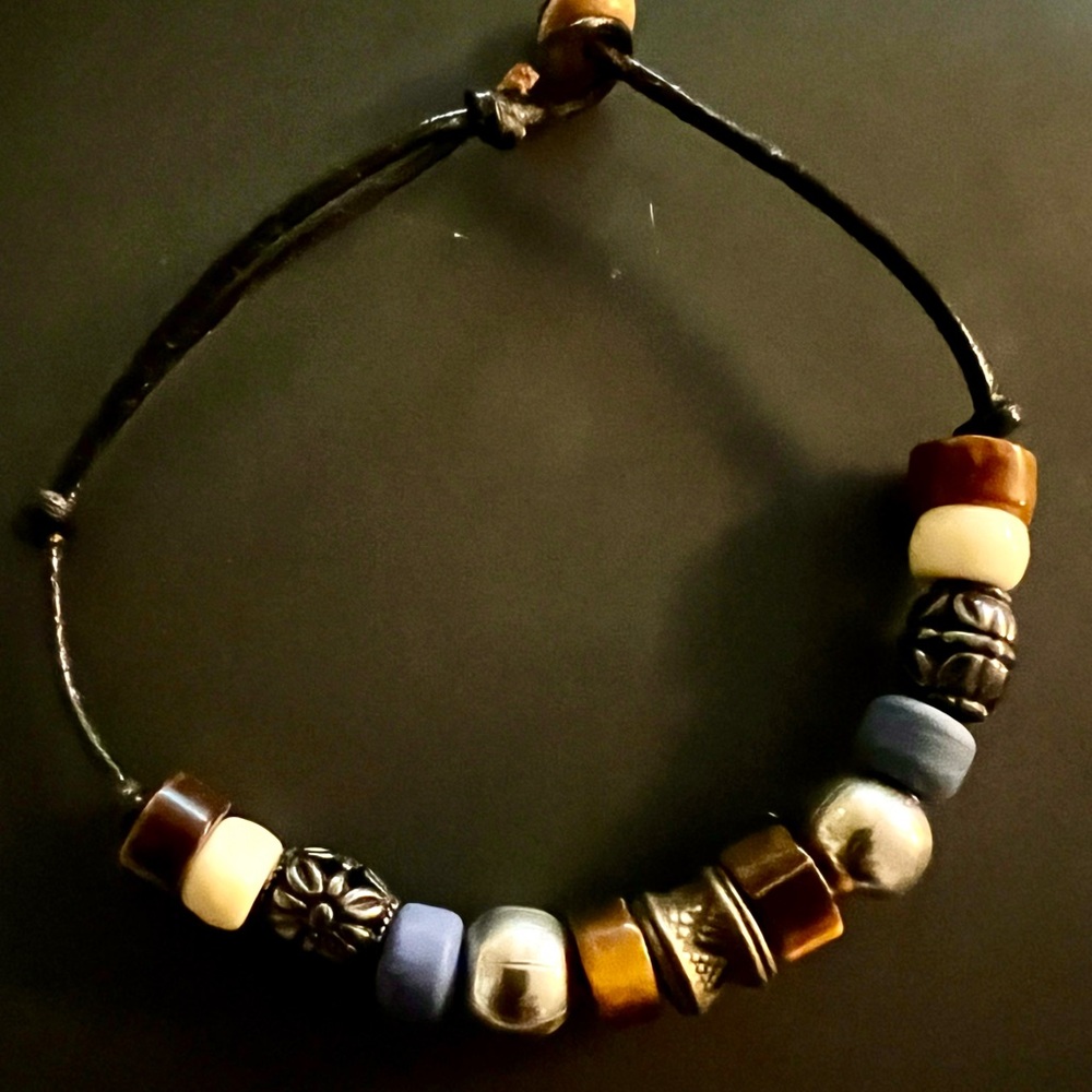 Hand Crafted adjustable Beaded Bracelet with Tiger Eye and Natural Elements
